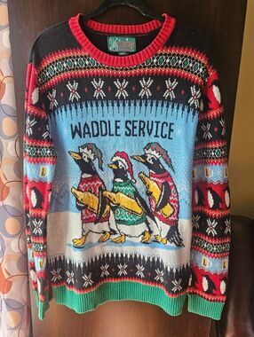Waddle Service Penguins Holiday Sweater Size XXL